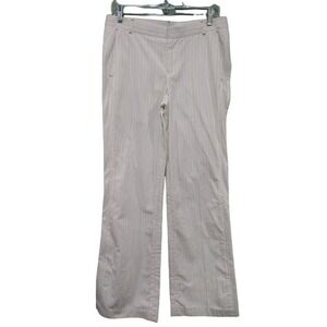 Tibi Women's Wide Leg‎ Pinstriped Trouser Pants, Cream/Gray, Sz 6